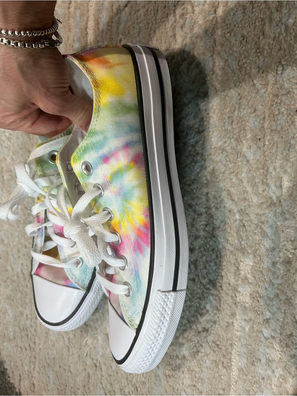 Converse Low Top Tie-Dye Canvas Sneakers - White, Yellow, Pink, Blue, Green - Picture 7 of 8